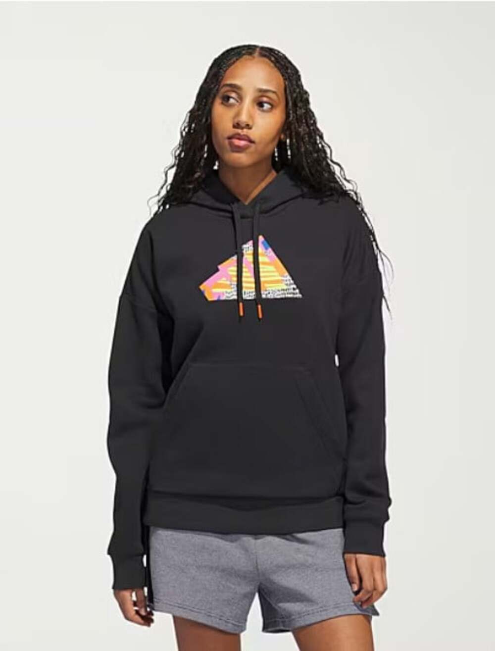 Adidas Women's Size 2XL Black Abstract Graphic Print Activewear Pullover Hoodie
